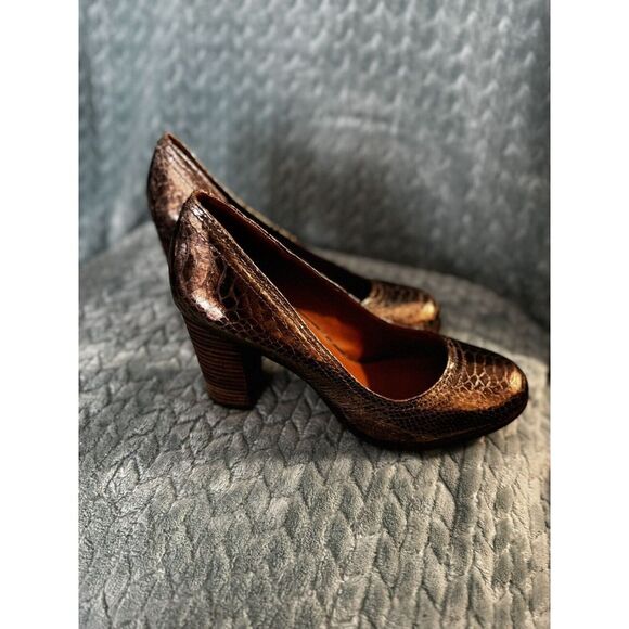 Lucky Brand Sofi High Heel‎ Dress Pumps Pewter Metallic Crackle Size 10M - Picture 4 of 7